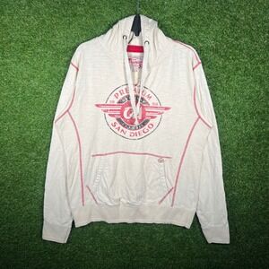 Premium 51 Mens San Diego Graphic Hoodie Cream Red Contrast Stitch Large